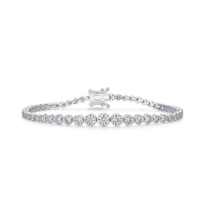 Factory Supply Round Moissanite Diamond Tennis Bracelet S925 Sterling Silver Cuban Link Bracelet for Women Jewelry Custom