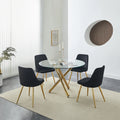 Small 4 Seat Black Glass Top Metal Dinning Table Set 4 6 8 Chairs Luxury Classic Mirror Empered Glass Dining Table Set