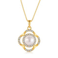 18K Gold Plated Flower Pendant Necklace 925 Sterling Silver Lustrous Freshwater Pearl Luxury Fashion Necklace Jewelry for Women