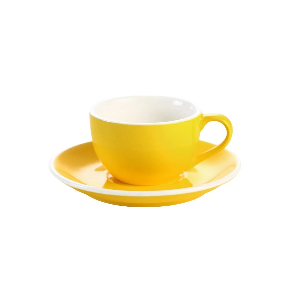 Custom Assorted Color 90 ml  150 ml 300 m Ceramic Coffee Cup Hand Made Cup  with Saucer Set