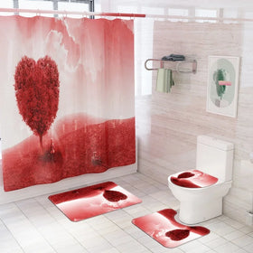 Hearts Shower Curtain Valentines Day Falling Red Hearts Shower Curtains for Bathroom Heart Cloth Fabric Bathroom Decor Set
