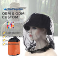 Adjustable Outdoor Anti-Mosquito Mesh Hat Protective Face Net for Camping Against Bugs Bees Insects Made of Durable Polyester