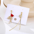 New Fashion Exquisite Noble High Sense Tassel Earrings Gold Plated Bear and Heart Asymmetrical Pendant Earrings for Women