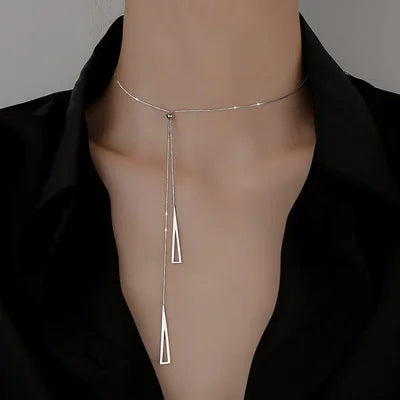 New Adjustable Clavicle Chain Necklace Jewelry Gifts Silver Geometric Triangle Necklace for Women