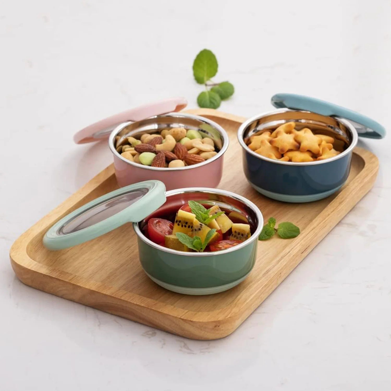 304 Stainless Steel Reusable Round Picnic Thermos Silicone Bento Food Flask Warmers Insulated Container Leakproof Lunch Box
