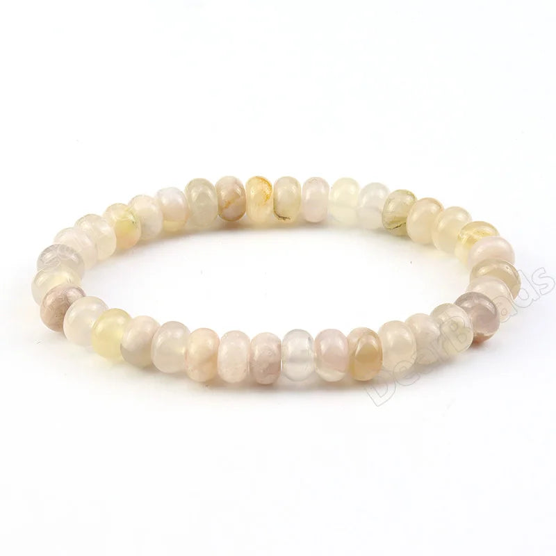 5x8mm Rondelle Cherry Flower Agate Beads Bracelet Sakura Elastic Stretch Bracelets for Woman Man Jewelry