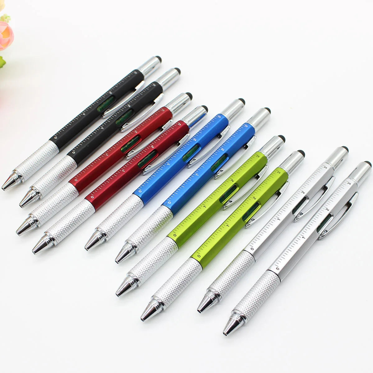 Best Selling 6-in-1 Multi-Function Tool Pen with Touch Screen Stylus Ruler Level Phillips Slotted Screwdriver and Ballpoint Pen