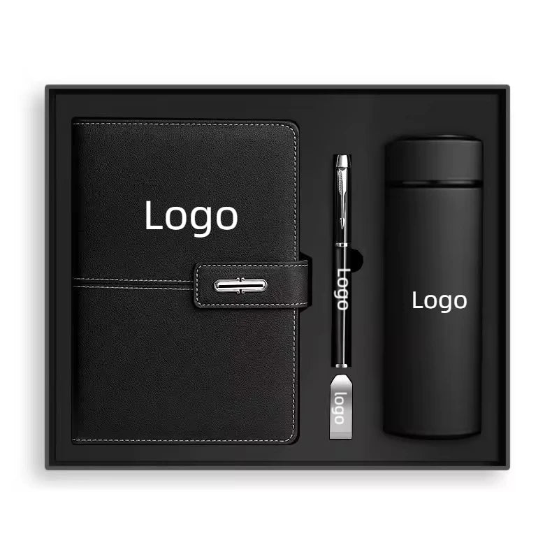 Custom Logo A5 PU Leather Notebook Pen & Insulated Mug Gift Set with Box for Wedding & Corporate Events