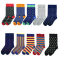 Custom Breathable Men's Casual Cotton Crew Socks with Fun Embroidery Pattern and Logo Label Fashion Designer's Box Print