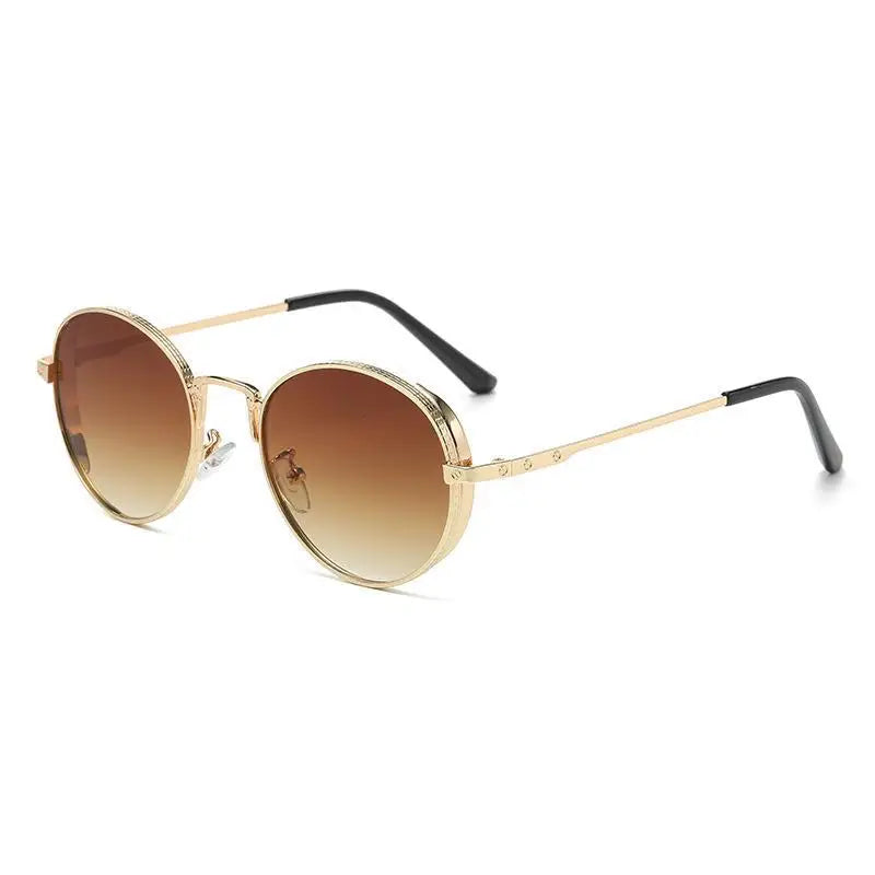 New Arrivals 2023 Gradient Lens Metal Trendy Fashion Uv400 Protection Shades Steampunk Vintage Sunglasses Round Sunglasses
