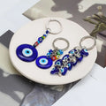 Glass Evil Eye Beads Keychain Pendant Car Key Rings Turkish Blue Evil Eye Jewellery Lucky Key Chains for Girls Bag Amulet Charms