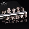 Natural Silver Sheen Obsidian Carved Beads Heart Bow Animal Lucky Charm Spacer Beads DIY Jewelry Making Wholesale