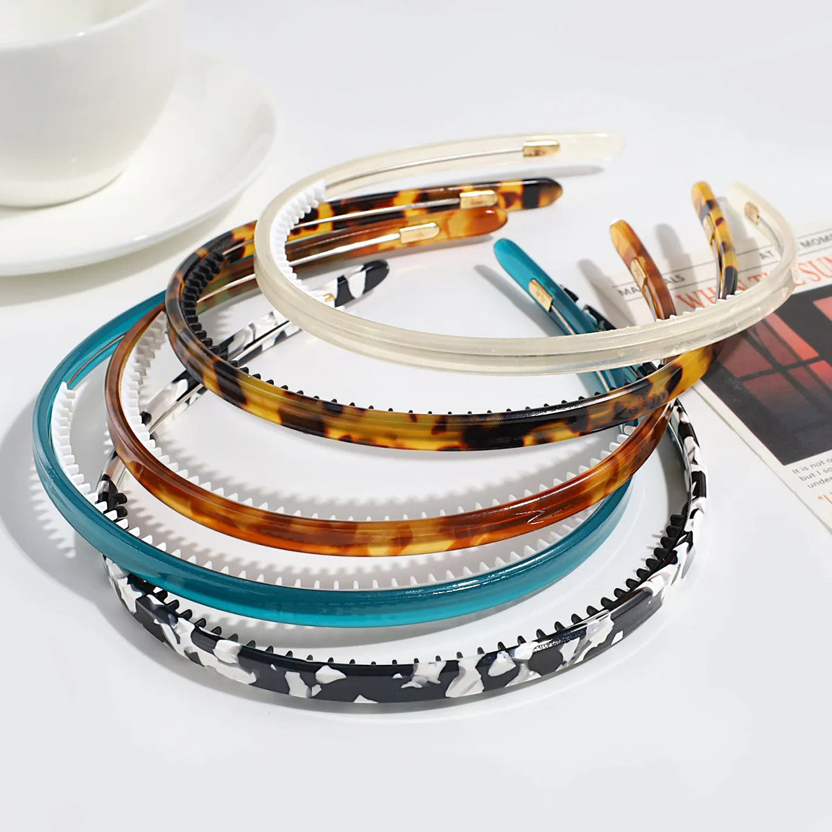 Fashion Personality Niche Fresh Leopard-print Knit European-American Style Wedding Unisex Headband Go All Strap Teeth Non-