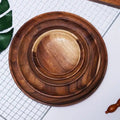 Acacia Wood Dinner Plates 20cm  Round Wood Plates Easy Cleaning & Lightweight for Dishes Snack Dessert