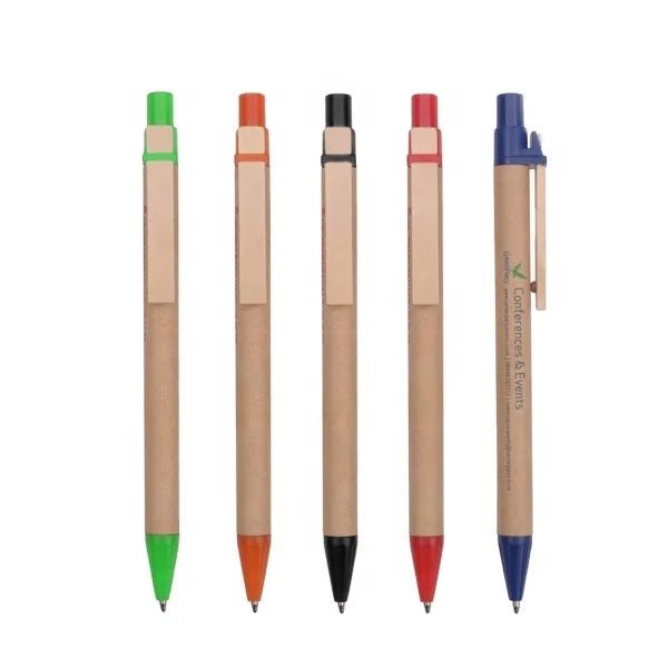 Hot Selling Eco-Friendly Ball Point Logo Pen Paper Material with Wooden Clip