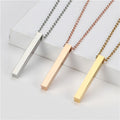 EManco Trendy Engravable Stainless Steel Square 4-Sided Vertical Bar Link Chain Pendant Necklace for Party