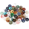 18mm Gemstone Donuts Charm Rose Quartz tiger Eye Agate Aventurine Jade Safety Buckle Spacer Pendant for Jewelry Making