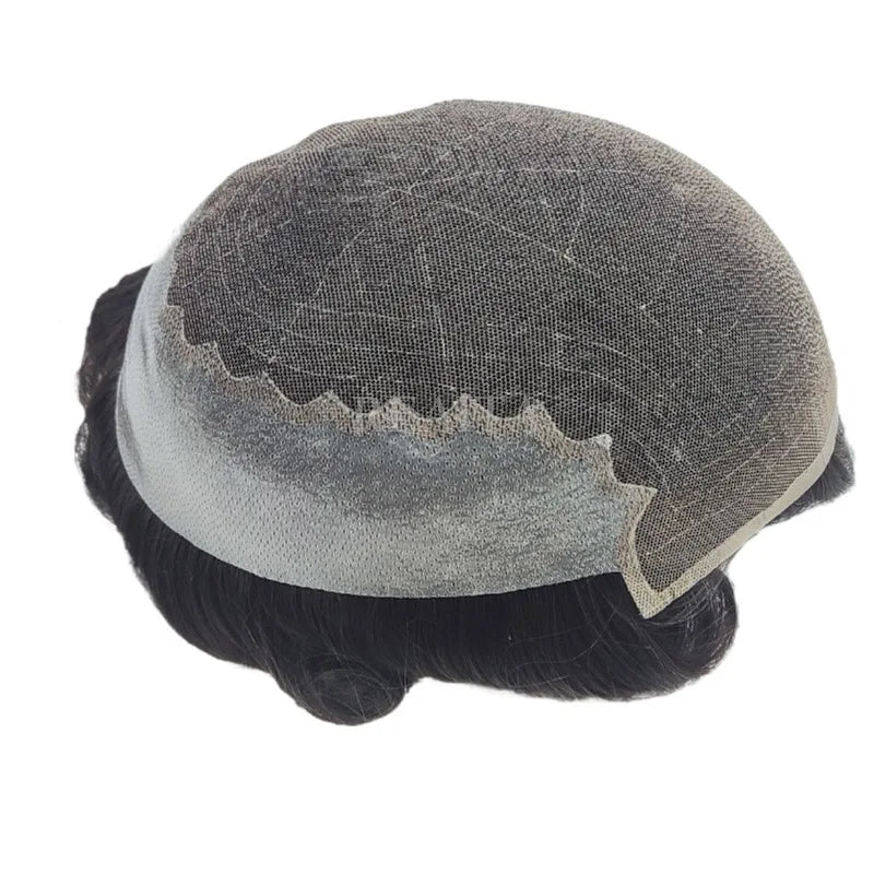 Human Hair Wig for Man Natural Strong Toupee Male Q6 Hair Toupee French Lace Hair Short Wigs Replacement for Men
