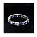 Luxury Blue Sapphire Zirconia 925 Sterling Silver Bracelet Jewelry Women Bridal Engagement Wedding Bracelets Bangles