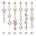 New Custom Navel Ring Belly Button Ring Navel Dangle 6 Pieces Sets Surgical Steel Body Piercing Jewelry for Man Woman