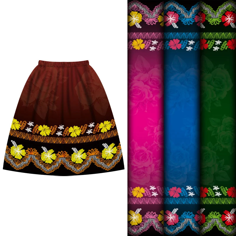 Henry Micronesia Style Chuuk Pohnpei Skirts Mumu Dress New Design Flower Print Polyester Skirt Fabrics for Garment
