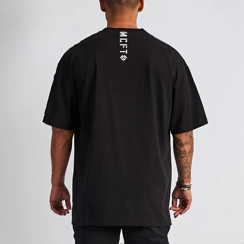 Muscle Men Cotton Short Sleeve V Neck T Shirt New Male T-shirt Gym Tee Tops Summer Fashion Loose Casual Men Shirt Clothes