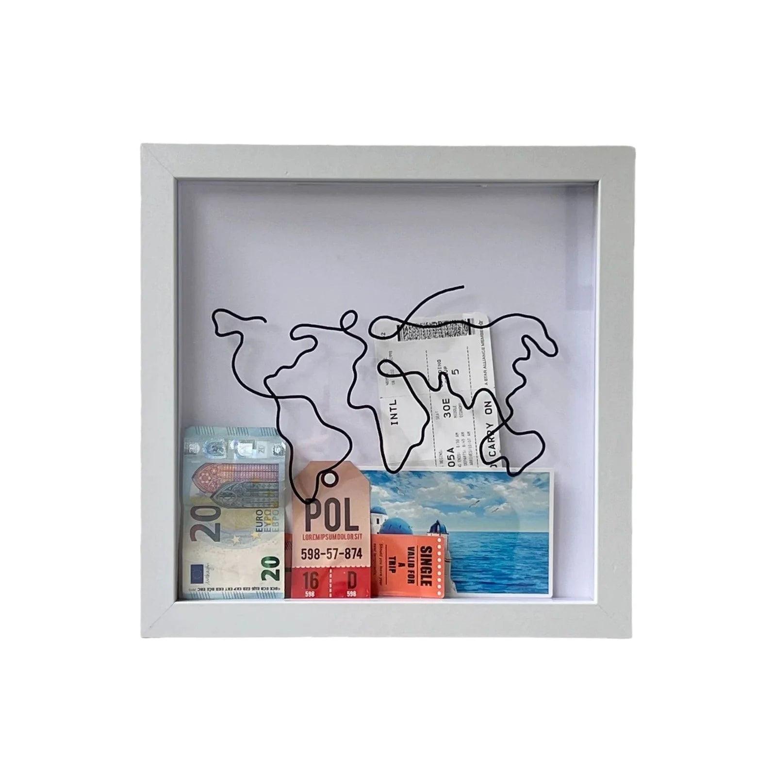 Adventure Archive Travel Shadow Box Tickets Shadow Box With Slot 6x6 8x8 11.5x11.5 in Memory Boxes Funny Travel Keepsake Box