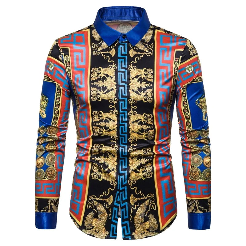 2024 Men's Long Sleeve Printed Casual Shirt Hawaii Beach Hip Hop Harajuku Southeast Asian Style Shirts Mens Summer Shirts