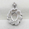 Sterling Silver 7*9mm Semi Mount Pendant Empty Frame Blank Support Setting S925 Base Holder Without Center Stone for DIY Inlay