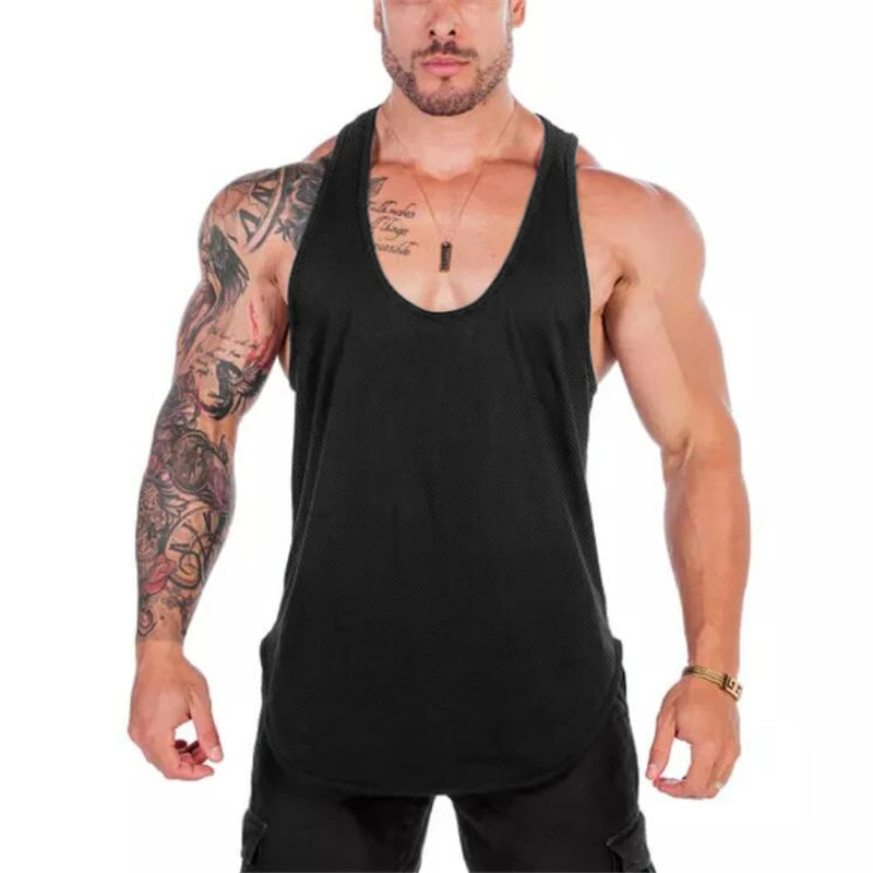 Men's Clothing 100% Polyester Mesh Sleeveless T-shirt Gym Wear tank Top Running Singlets for Men Shirt Wholesale