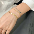 2pcs/set Snake Chain Charm Bracelet Set Stainless Steel Bracelet Stainless Steel Jewelry Charm Bracelet