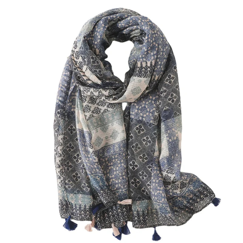 Design Customized Logo Accept Fashion Journey Cartoon Cheap Girls Ethnic Spring Summer Scarves