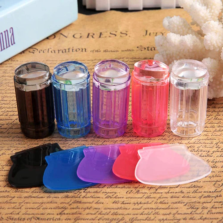 Replaceable Silicone Nail Stamper Manicure Salon Template Transfer Clear Nail Art Stamper