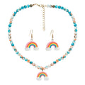 Delicate Hook Earring Bohemia Imitation Ceramics Colourful Resin Seed Beaded Y2K Choker Rainbow Clouds Pendant Necklace Set