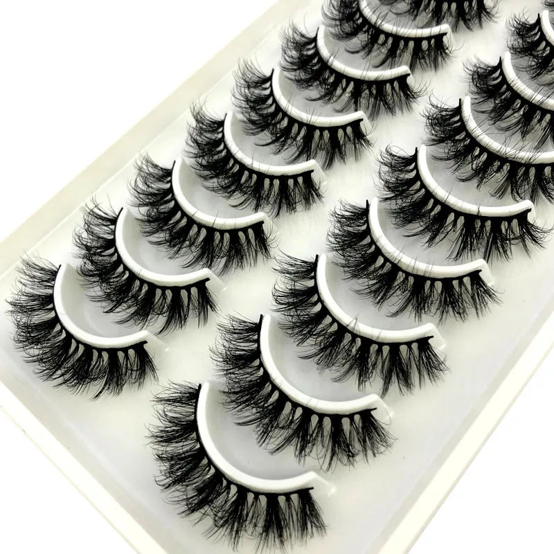 New 10 Pairs 3D Faux Mink Hair Luxury Handmade False Eyelashes Natural Messy Crisscross Wispy for Lashes Extension 25-30