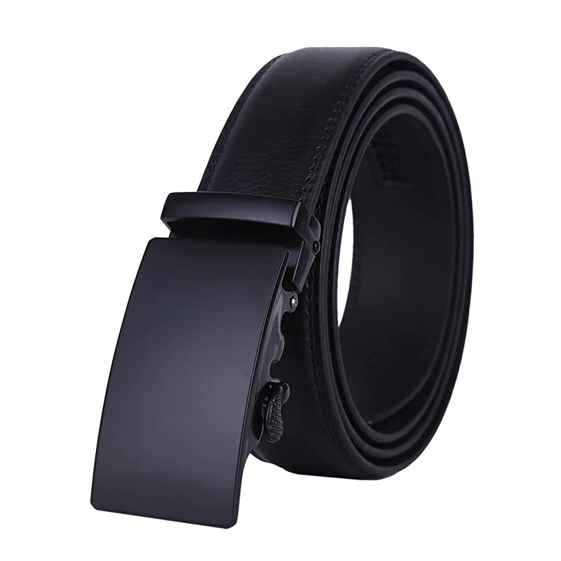 Wholesale Custom New Adjustable Casual Automatic Buckle Belt Fashion Business Men Black Genuine Leather Belts MegaBDM