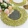 Luxury Gold 14.5 Inch Silver Wedding Charger Plates Wholesale Party Decorative Gold Mirror Plastic Charger Plate