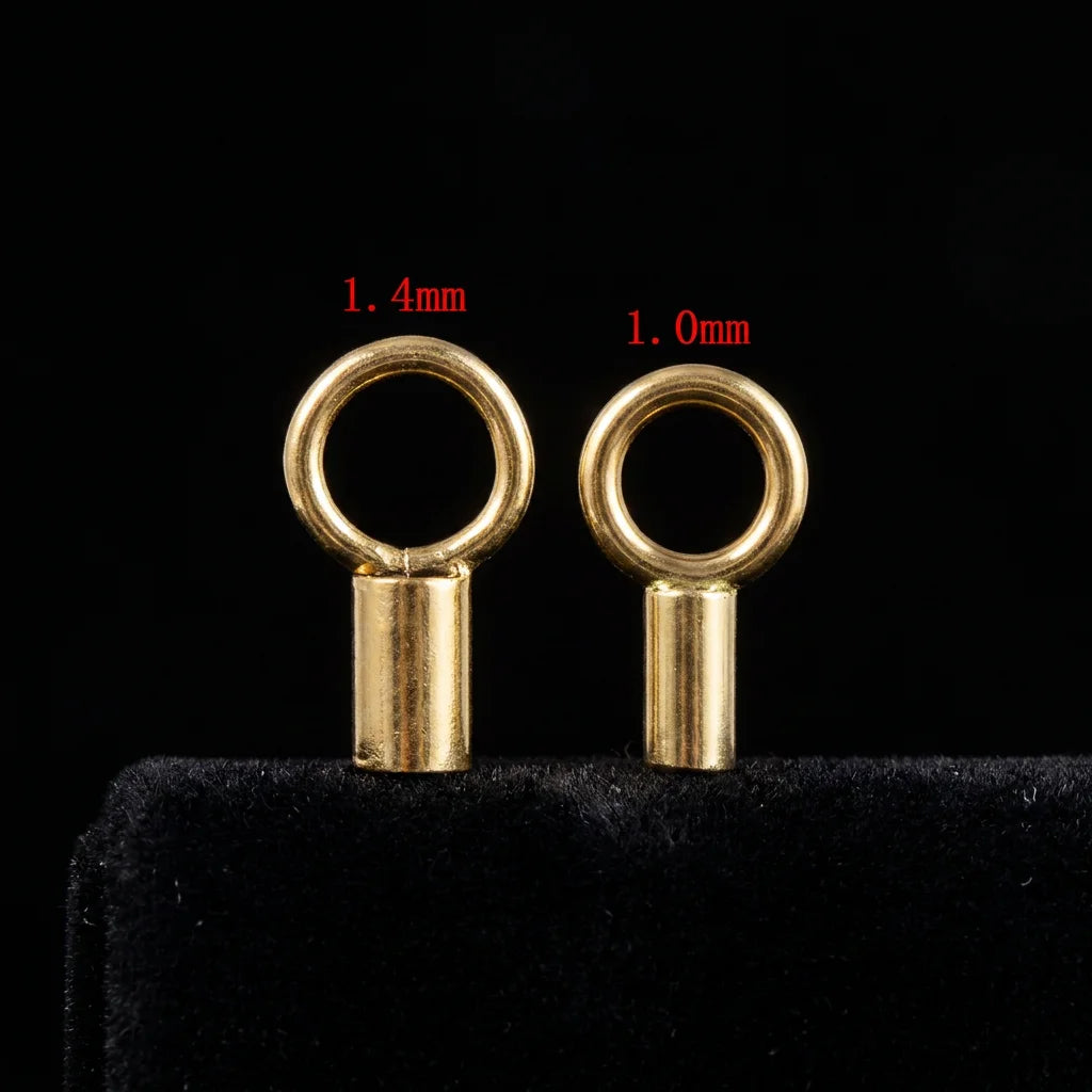 GP US Crimp Endcap with Ring 14K Gold Filled Permanent Jewelry Chains Making Crimp Endcaps 1.0mm 1.4mm 1.7mm