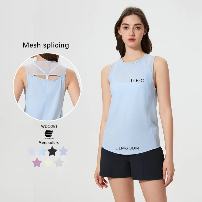 Xsunwing New Style Women Sexy Activewear Gym Fitness Yoga Singlets Running Training tank Top Sports Shirts Running Vest WDQ051