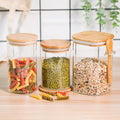 Borosilicate Glass Storage Jars Set with Bamboo Lid Eco-Friendly Food Containers for Kitchen & Camping Freshness Preservation