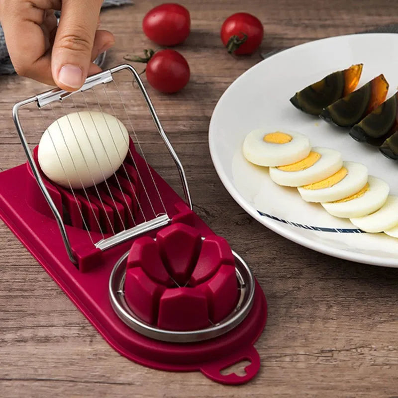 2025 Hot Selling Kitchen Accessories 2 in 1 Egg Slicer Stainless Steel Egg Cutter