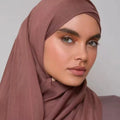Autumn New Malay Indonesian Ram Headscarf Hot Selling Monochrome Wide Edge Modal Scarf Breathable Thin for Summer-Solid Muslims