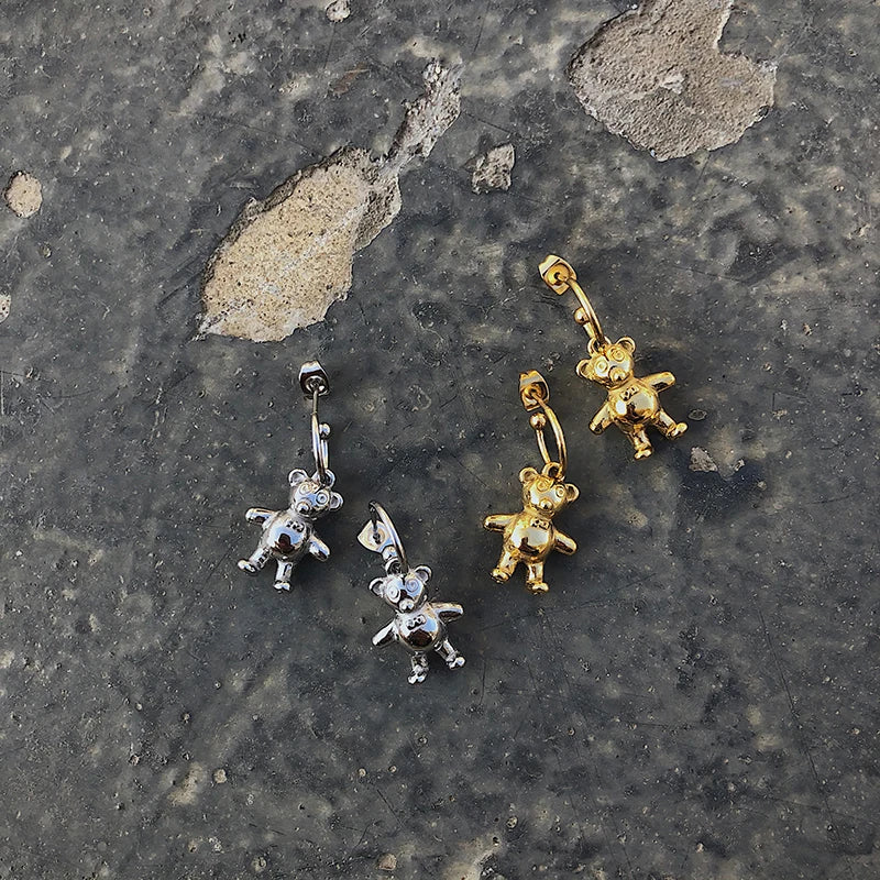 Dainty Bear Earrings Jewelry Stainless Steel Earrings 18k Gold Plated Stainless Steel Bear Shape Stud Gummy Bear Earrings