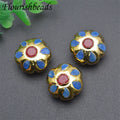 New Design Natural Stone 18k Gold Plating Clay Paved 20mm Flower Shape Beads for DIY Jewelry Making Findings