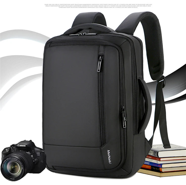 Large Waterproof Unisex Black Travel School 3 Way Rucksack Multifunction Business USB Laptop Backpack Oxford 20-39L Air Cushion
