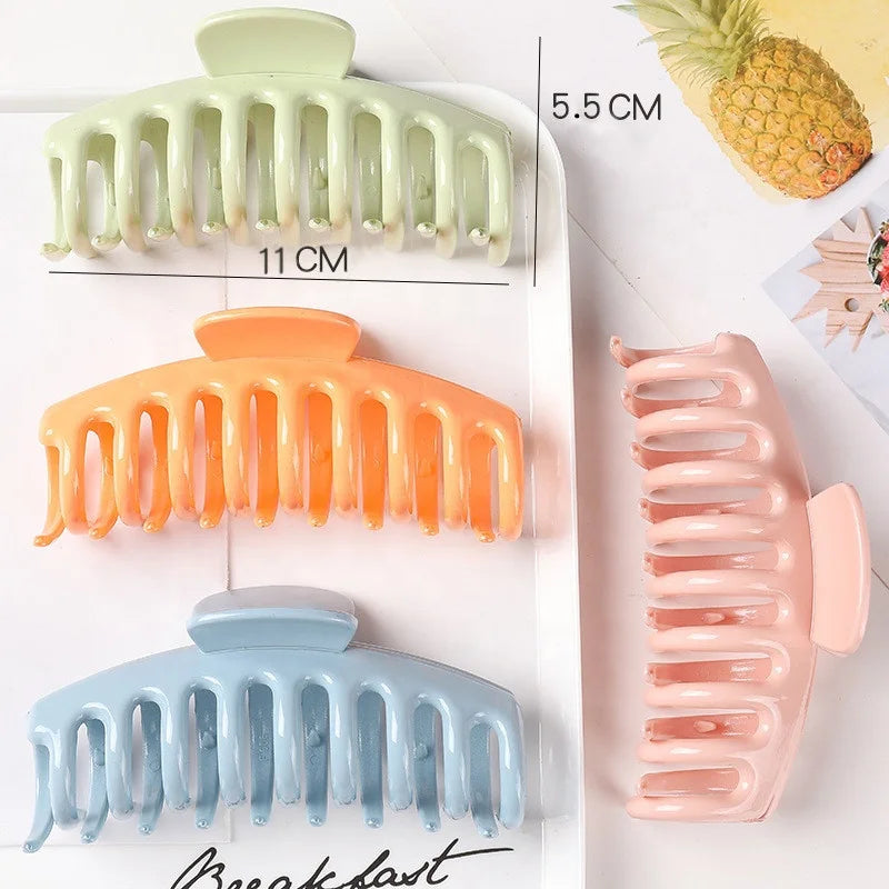 Korean Style 11 cm Candy Color Hair Claw Daily Life Bright Plastic Claw Clip
