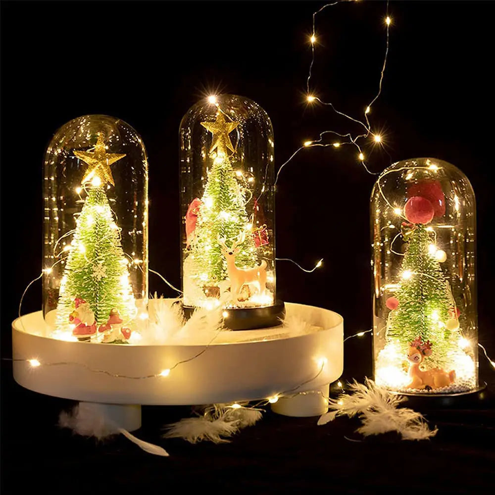Sells Mini Christmas Trees Creative Christmas Gifts Cedar Ornaments With LED Lights and Glass Covers Christmas Decoration