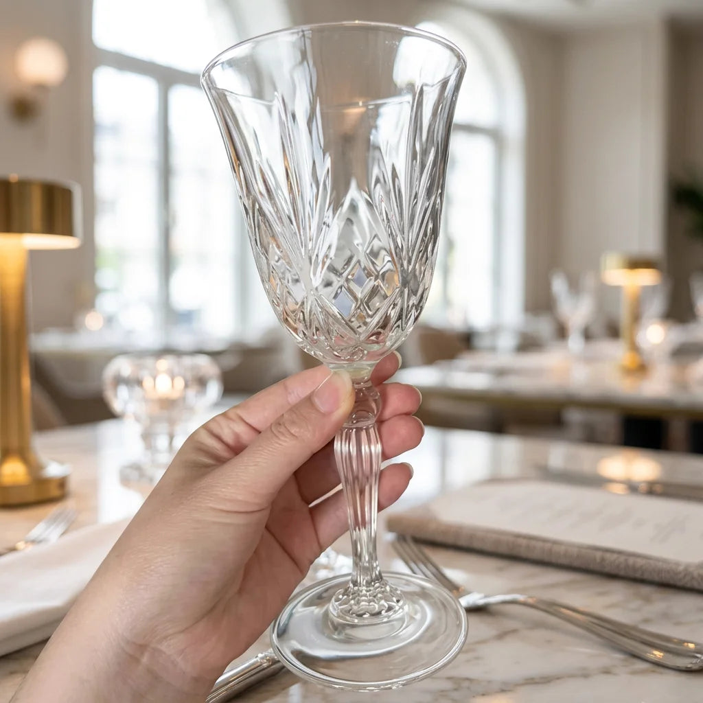 Vintage European-Style Patterned Crystal Glass Reusable Wine Goblets Dishwasher Safe Multifunction for Wedding Elegant Table MegaBDM