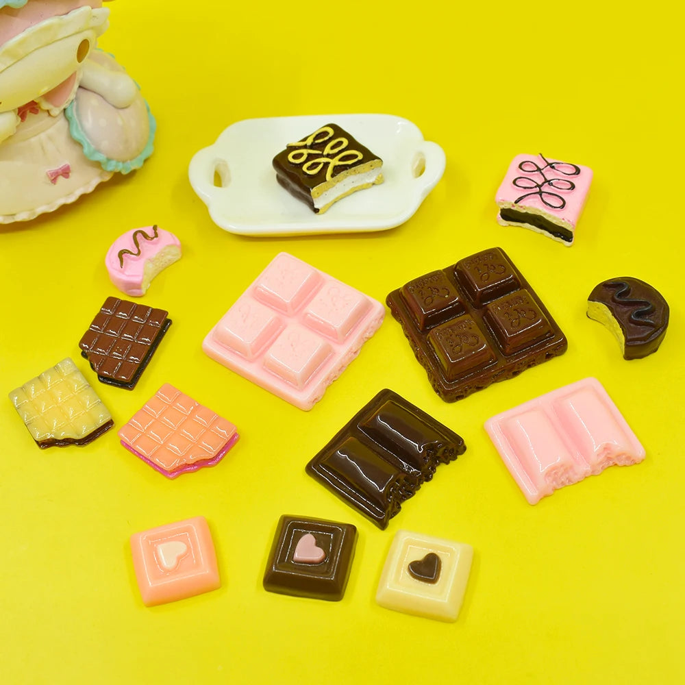 Sweet Chocolate Resin Flatback Cabochons Miniature Dessert for DIY Slime Making Fillers Phone Case Decoration