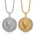 Personalized 18K Gold Plated Stainless Steel Iced Zircon Necklace Hip Hop Lion Head Pendant Trendy Necklaces for Men Gift